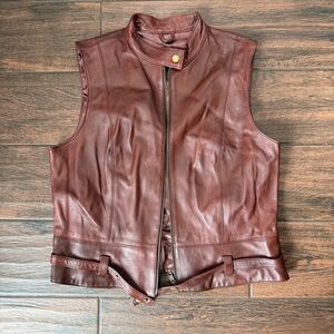 CAbi Women's Leather Vest in Deep Brown